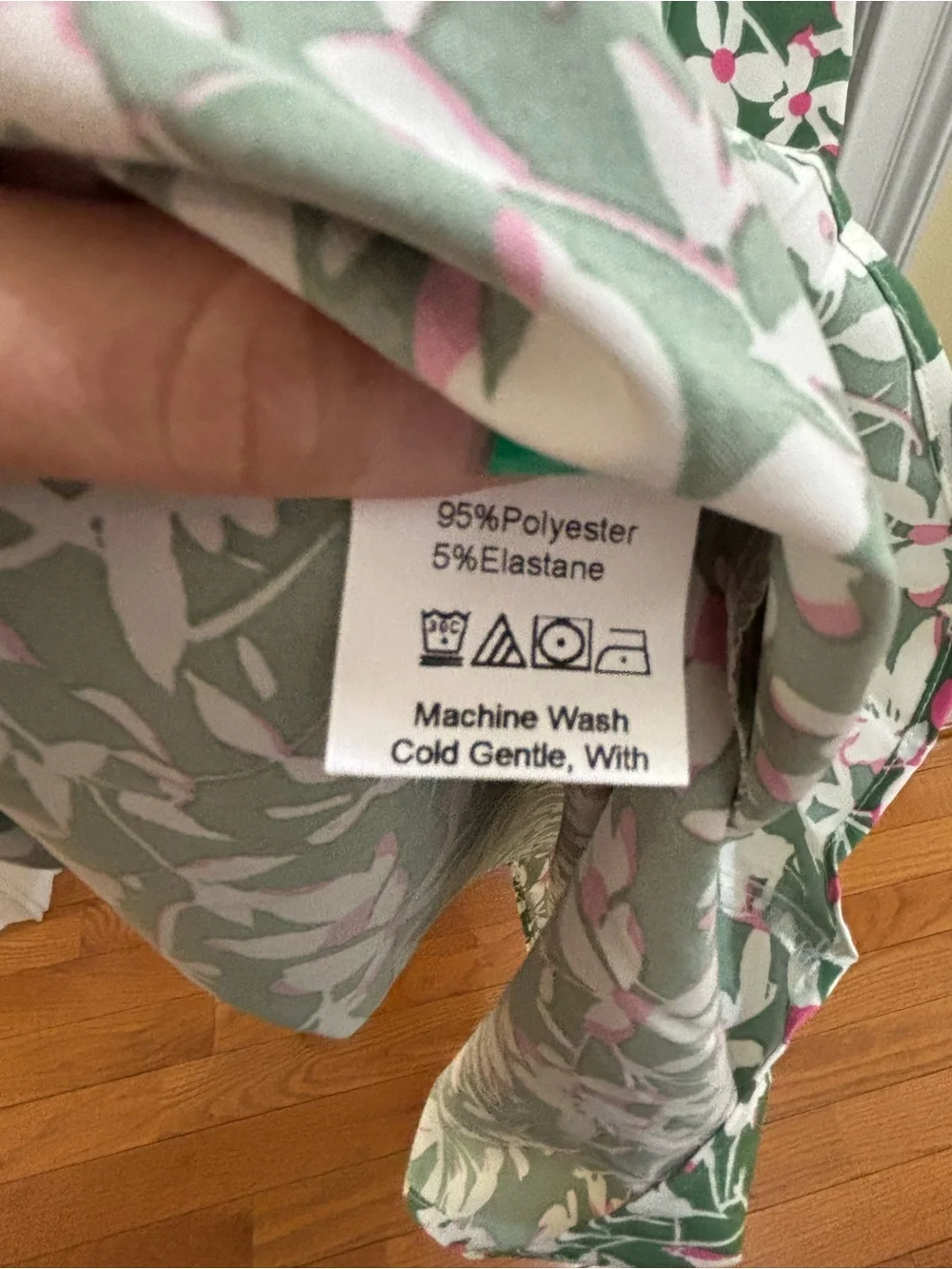 Green Floral Tiered Maxi Dress with Pink Accents - Picture 4 of 4